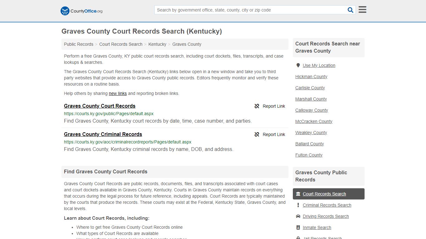 Graves County Court Records Search (Kentucky) - County Office